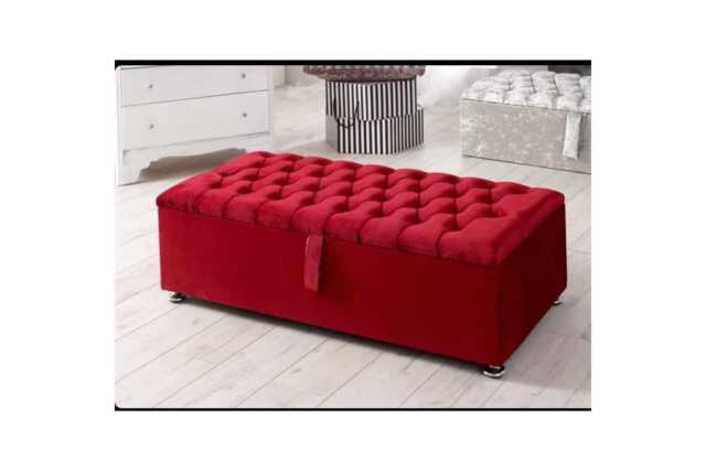 Handcrafted Chesterfield Plush Velvet Ottoman - Tufted Storage Box - image 1