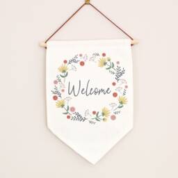 Personalised Floral Linen Flag , Pennant Flag, Wall Hanging Sign, Decor, Welcome Home Gift - thumbnail 3
