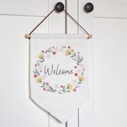 Personalised Floral Linen Flag , Pennant Flag, Wall Hanging Sign, Decor, Welcome Home Gift - thumbnail 2