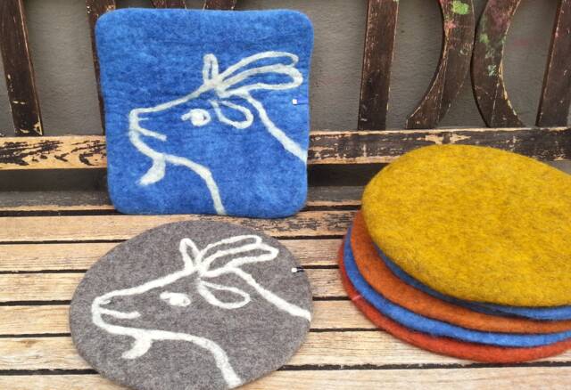 Handfelted Seat Cushion With A Goat For Chairs, Benches, Floors - image 1