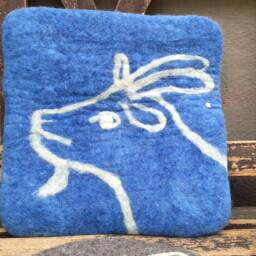 Handfelted Seat Cushion With A Goat For Chairs, Benches, Floors - thumbnail 3