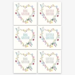 Big Sister - Little Heart Floral Wreath Square Print Nursery Children's Prints Wall Art - thumbnail 3
