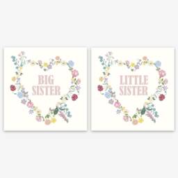 Big Sister - Little Heart Floral Wreath Square Print Nursery Children's Prints Wall Art - thumbnail 2
