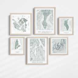 Key Peninsula Map Hand Drawn Topographic Washington Bathymetric Drawing - Art Print Home Gift Puget Sound Vacation Rental Decor - thumbnail 4