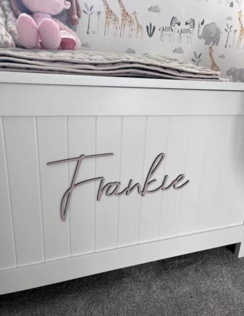 Wooden Toy Box Name Sign - Scribble Font Personalise Your Child's Toybox - image 1