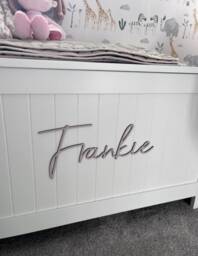Wooden Toy Box Name Sign - Scribble Font Personalise Your Child's Toybox - thumbnail 1