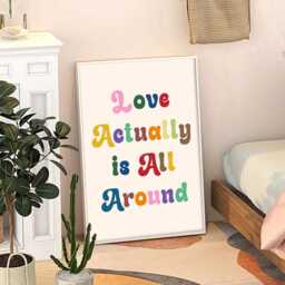 Love Actually Is All Around Art Canvas Poster, Trendy Wall Art, Apartment Aesthetic Decor, Retro Home Printed Gift - thumbnail 3