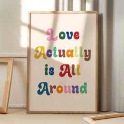 Love Actually Is All Around Art Canvas Poster, Trendy Wall Art, Apartment Aesthetic Decor, Retro Home Printed Gift - thumbnail 1