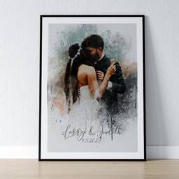 Custom Watercolour Couple Portrait - Unique Wedding Print For Anniversary Or Keepsake Gift - thumbnail 3