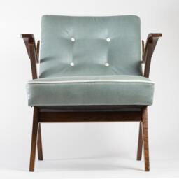 Restored Turquoise Mcm Armchair From 1960's - thumbnail 2