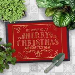 Personalised Christmas Welcome Entrance Doormat, Red & Gold, - thumbnail 2
