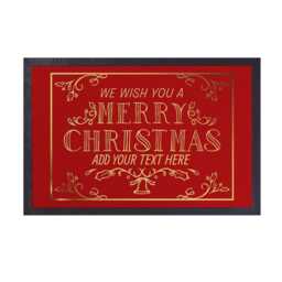 "Personalised Christmas Welcome Entrance Doormat, Red & Gold, " - thumbnail 4