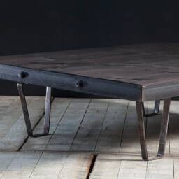 Custom Made, Industrial Coffee Table With Bolted Steel Frame. Made To Size. Guide Price Only - thumbnail 2