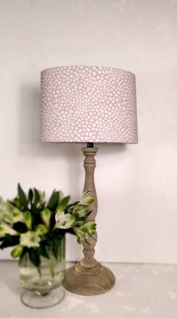 Pink Drum Cotton Lampshade, Nursery, Girls Bedroom, Double-Sided, Pink, White Polka Dot - image 1