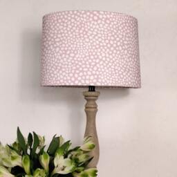 Pink Drum Cotton Lampshade, Nursery, Girls Bedroom, Double-Sided, Pink, White Polka Dot - thumbnail 3