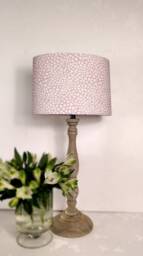 Pink Drum Cotton Lampshade, Nursery, Girls Bedroom, Double-Sided, Pink, White Polka Dot - thumbnail 1