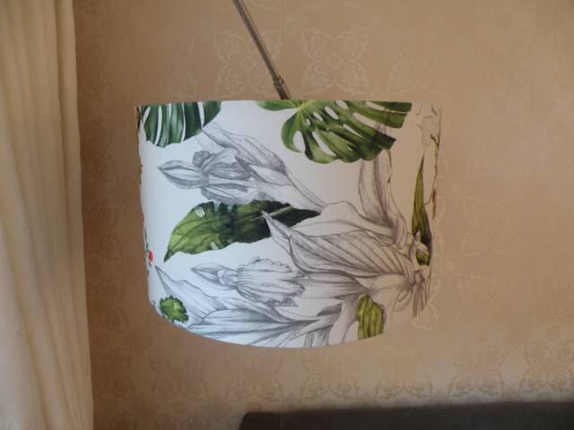 Botanical Palm Leaf Tropical Banana Leaves & Berries Fabric Lampshade 35 Or 40cm - image 1