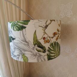 Botanical Palm Leaf Tropical Banana Leaves & Berries Fabric Lampshade 35 Or 40cm - thumbnail 3
