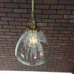 "Industrial Pendant Light -Antique Brass 8"" Clear Glass Cone Shade with Patented ""Huila" - thumbnail 3