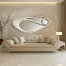 Asymmetrical Wooden Wall Mirror With Organic Frame, Handmade For Living Room Decoration - thumbnail 2