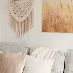 Handmade Macrame Wall Art 24 Inch, Scandinavian Style Decor, Neutral Home Aesthetic, Bedroom Hanging, Natural Wood Branch - thumbnail 4