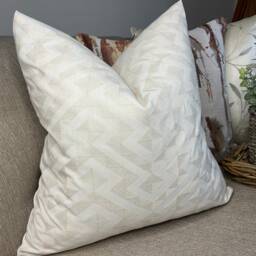 Meeko Geometric Cushion Cover John Lewis Embroidered Fabric Graphic Pillow Sham Double-Sided Natural Home Decor Handmade in UK - thumbnail 3