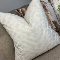 Meeko Geometric Cushion Cover John Lewis Embroidered Fabric Graphic Pillow Sham Double-Sided Natural Home Decor Handmade in UK - thumbnail 4
