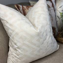 Meeko Geometric Cushion Cover John Lewis Embroidered Fabric Graphic Pillow Sham Double-Sided Natural Home Decor Handmade in UK - thumbnail 1