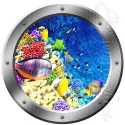 Sea Life Underwater Porthole Window Coral Reef Mural Decal Kids Room Sticker Wall Art Po22 - thumbnail 2