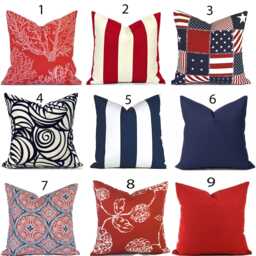 Outdoor Pillow Cover With Zippers, Stars & Stripes, Pick Your Favorite Red White Blue - thumbnail 1