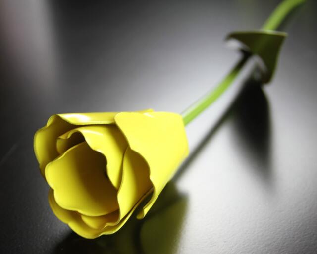 Metal Tulip, Yellow Flower, Wedding Industrial, 11Th Anniversary, 6Th 4Th Personalized - image 1