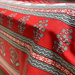 Rectangular Block Print Paisley Red Romantic Bedsheet With 2 Pillow Covers Soft & Comfy Bedspread Bedroom Decor At Fabricwala - 90108 B16 - thumbnail 3