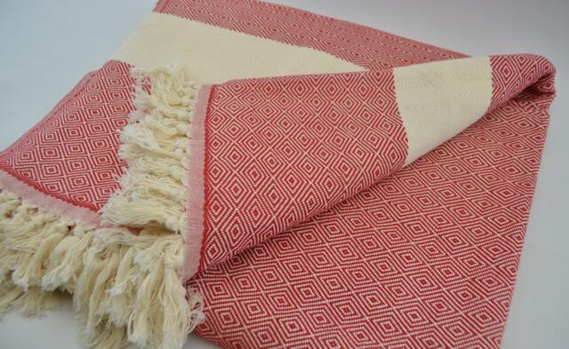 "Red Diamond Blanket, 200cmx240cm, Throw Blanket, Turkish 100% Cotton Blanket, 79""x95" - image 1