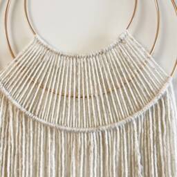 Beige Yarn Hoop Macrame Wall Hanging - Modern Boho Nursery Decor - thumbnail 3