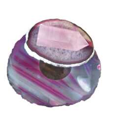 Pink-Grey Agate Tealight Candle Holder - Pink Lid Topped With Rose Quartz Obelisk - thumbnail 2