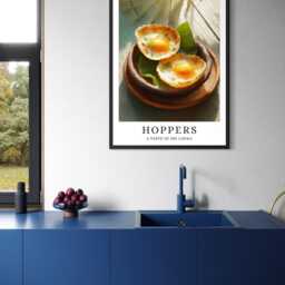 Sri Lankan Hoppers Appam Print - Coconut Pancakes Wall Art, South Asia Street Food Illustration, Lanka Kitchen Decor, Restaurant Artwork - thumbnail 3