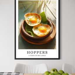 Sri Lankan Hoppers Appam Print - Coconut Pancakes Wall Art, South Asia Street Food Illustration, Lanka Kitchen Decor, Restaurant Artwork - thumbnail 2