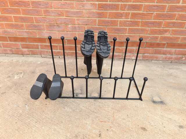 Handmade 8 Pair Adult Kids Walking Wellington Boot Welly Rack Stand Storage Black Wrought Iron Steel Metal Welded Free Standing - image 1