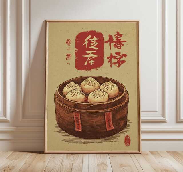 Japanese Sushi Poster - Retro Food Market Art Print Great Wave Inspired Kitchen Decor Red Sun Graphic Wall - image 1