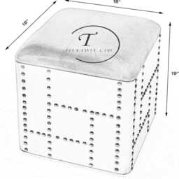 Tieetdye Wooden Square Ottoman Side Table Midway Aviator Leather Stool - thumbnail 4