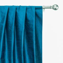 Peacock Blue Art Silk Curtain Panels, Faux Curtains - Rod Pocket, Grommet, Box Pleat, Three Pinch Tab Top & Plain Ring Top - thumbnail 1