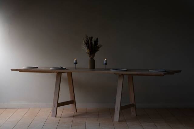 Konk ??? A Frame Table [Wooden Legs] - With Extensions Bespoke Sizes Available Extending Minimalist Solid Oak Kitchen & Dining - image 1