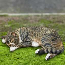 Sleeping Kitty Figurine Concrete Cat Sculpture Stone Pet Statue Garden Kitten Ornament Memorial Decoration Lover Gift - thumbnail 1