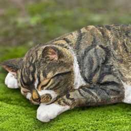 Sleeping Kitty Figurine Concrete Cat Sculpture Stone Pet Statue Garden Kitten Ornament Memorial Decoration Lover Gift - thumbnail 2