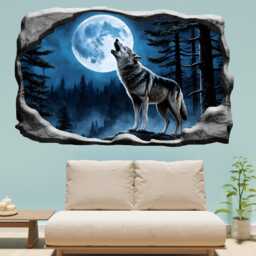 Howling Alpha Wolf Moon Light Mural Decal Poster Wall Art Sticker Self-Adhesive Picture Bedroom Nursery Office Home Decor 1257 - thumbnail 3