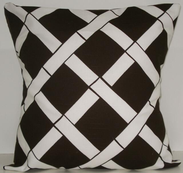 New 18x18 Inch Designer Handmade Pillow Cases in Dark Brown & White