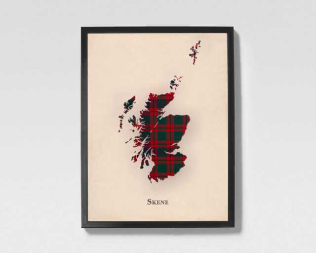 Clan Skene Scottish Tartan Map - Of Scotland Family Wall Decor, Ready To Hang - image 1
