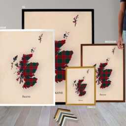 Clan Skene Scottish Tartan Map - Of Scotland Family Wall Decor, Ready To Hang - thumbnail 3