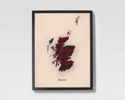 Clan Skene Scottish Tartan Map - Of Scotland Family Wall Decor, Ready To Hang - thumbnail 1
