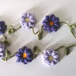 Handmade Crochet Purple Flower Garland, Nursery Decor - thumbnail 2